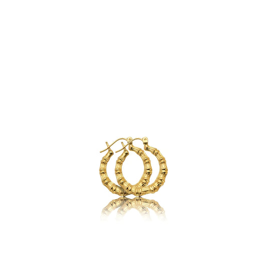 10K Gold Bamboo Hoop Earrings (1.2in)