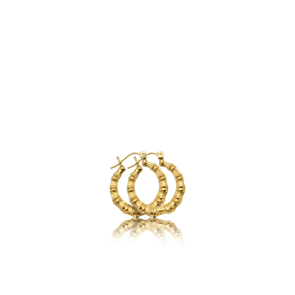 10K Gold Bamboo Hoop Earrings (baby hoops)